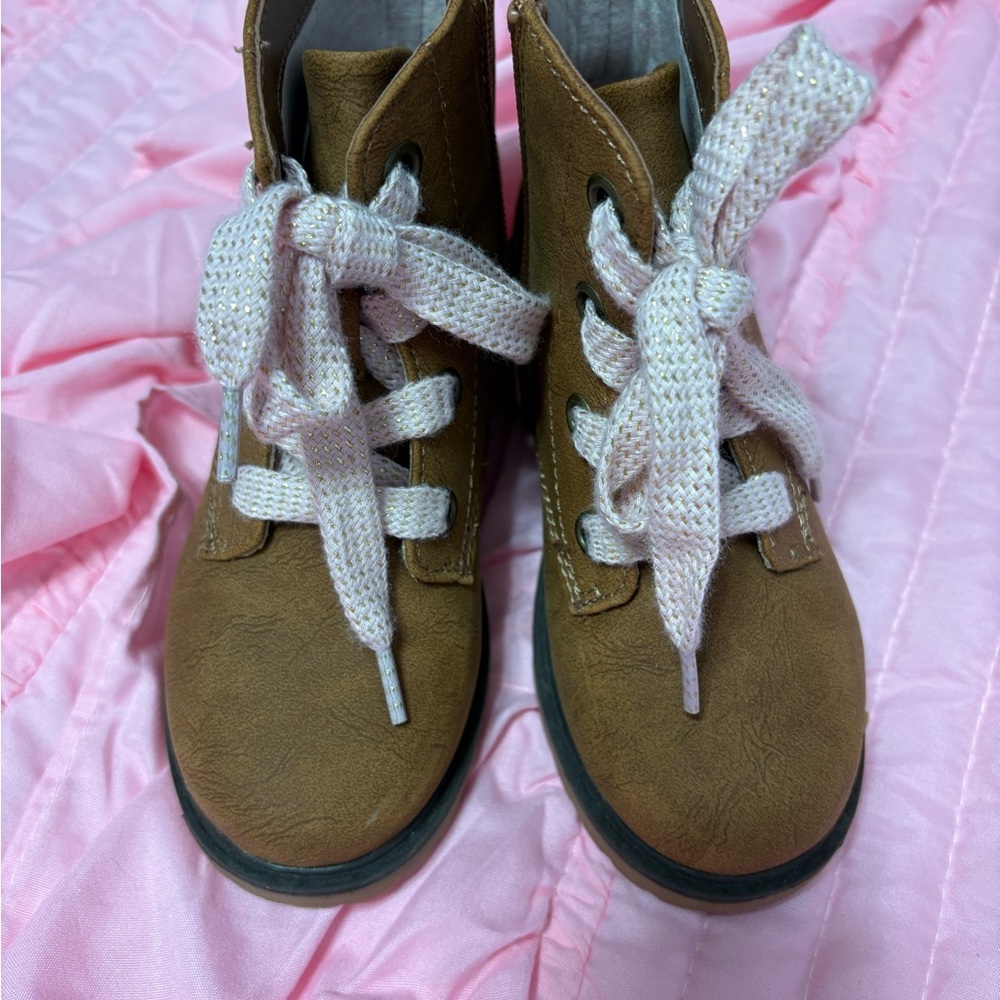 Cat & Jack Brown Boots with Cream Laces